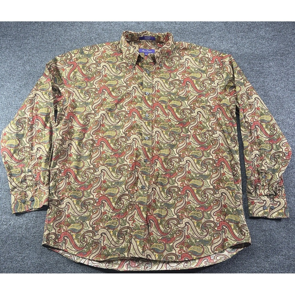 Alan Flusserโ Button Down Shirt Mens XL Paisley Print EUC